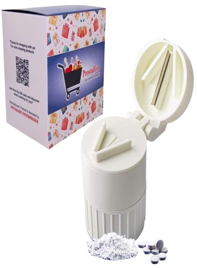 Prostuff.in® 4 في 1: كسارة، قاطعة، ومطحنة أقراص مع كوب للشرب | منظم أقراص محمول لكبار السن والحيوانات الأليفة والسفر | سحق، تقسيم، وتخزين الأدوية بسهولة، قطعة واحدة (متعددة الألوان) - Image 1